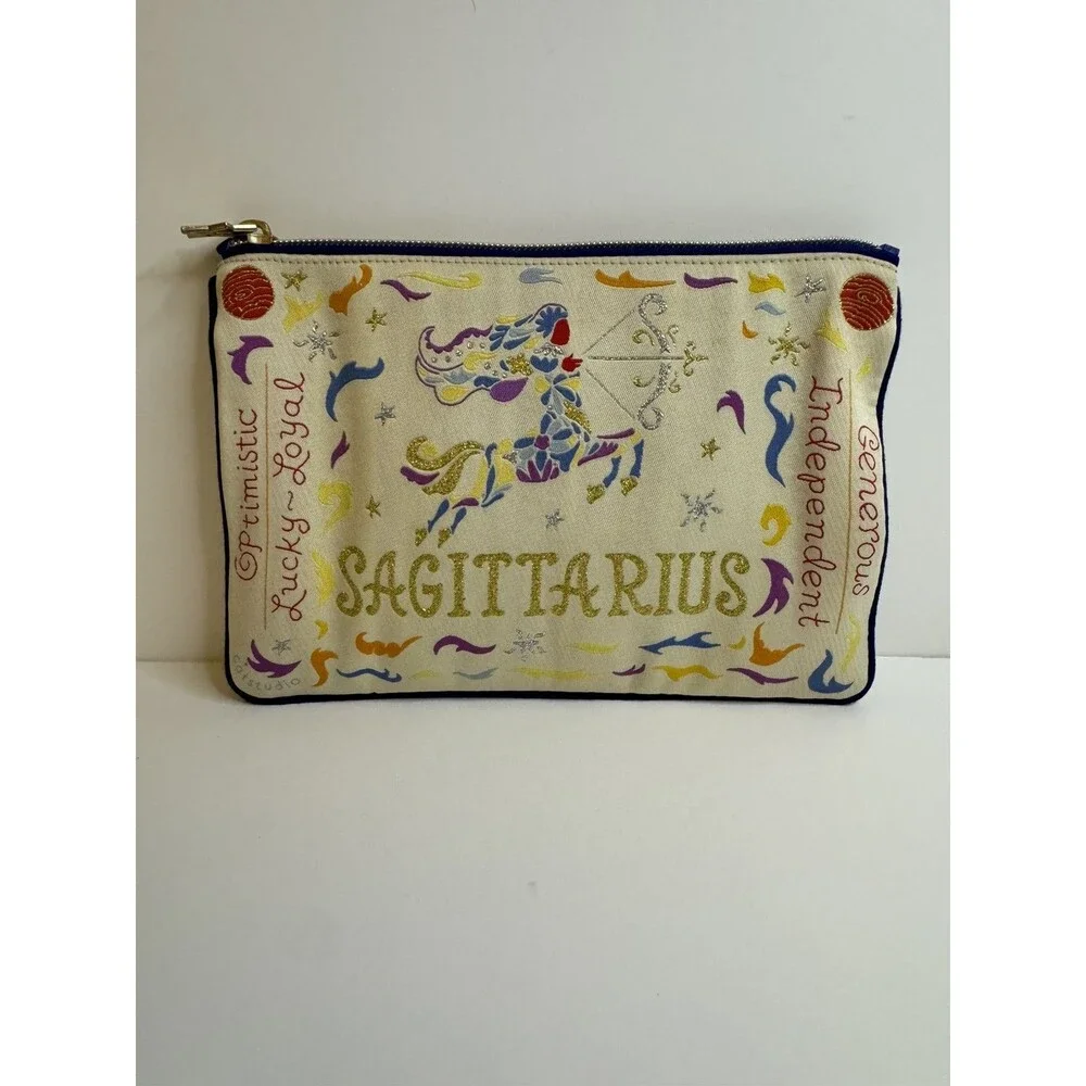 Catstudio Astrology Collection Sagittarius Small Zip Pouch Makeup Bag With Tags